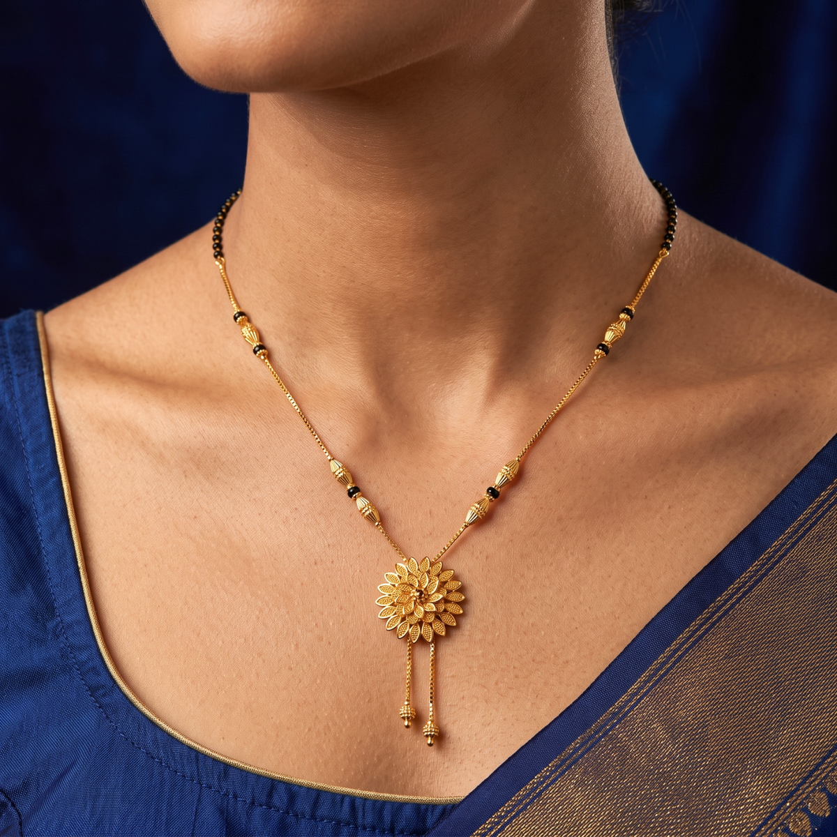 golden petal 18k gold plated mangalsutra