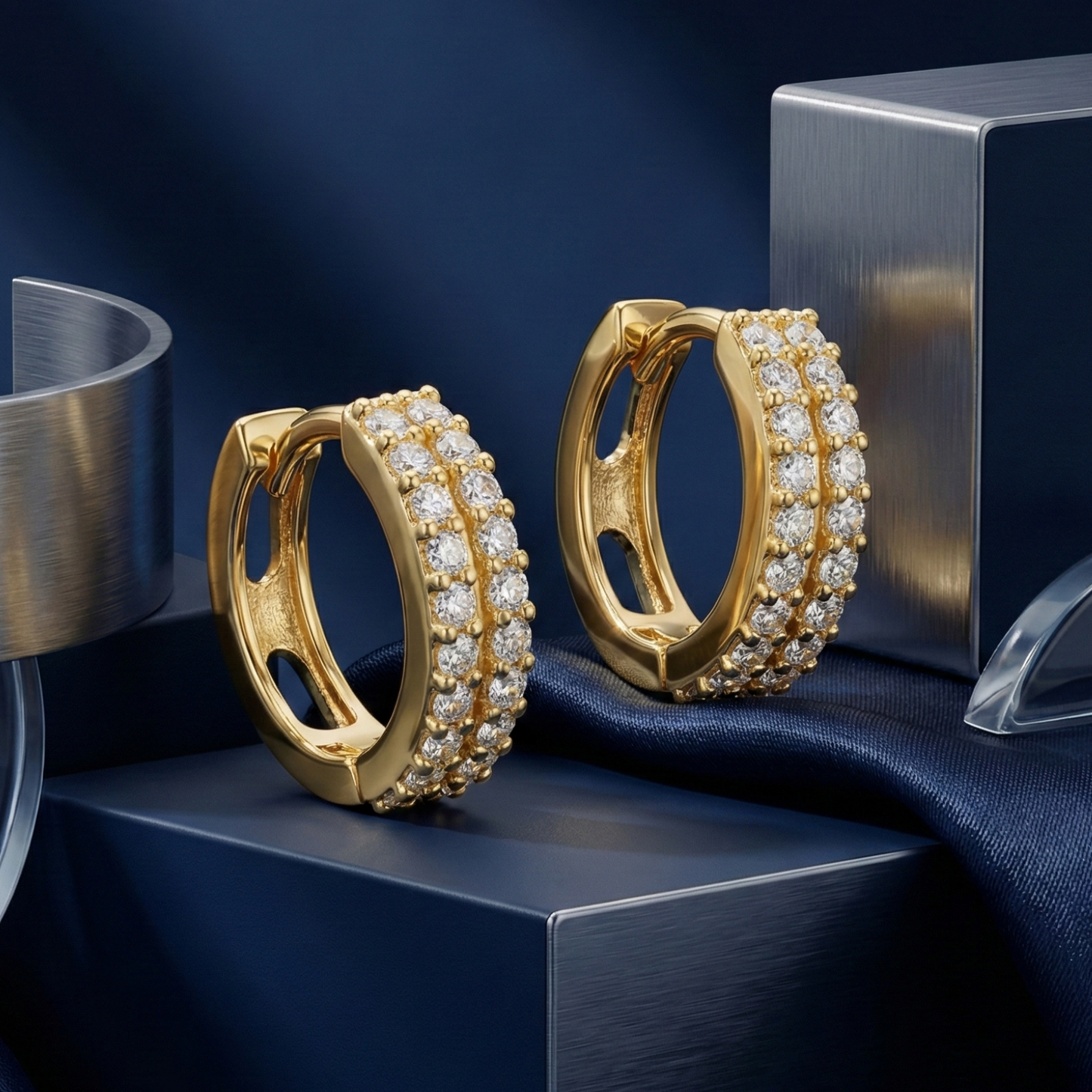 sleek spark gold plated hoops