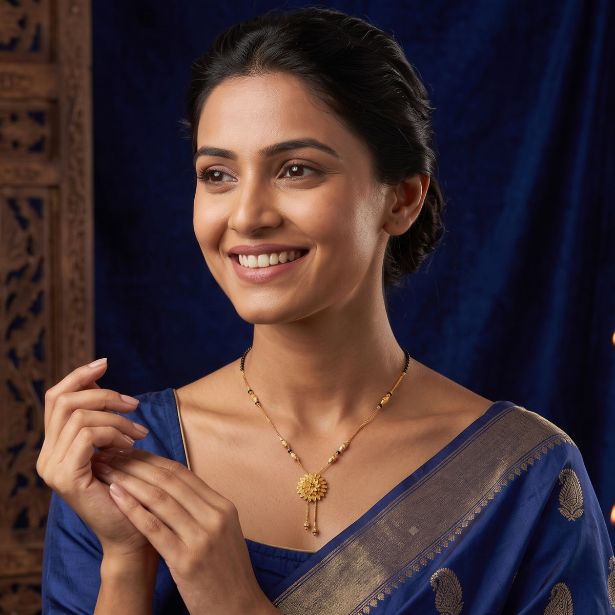 golden petal 18k gold plated mangalsutra
