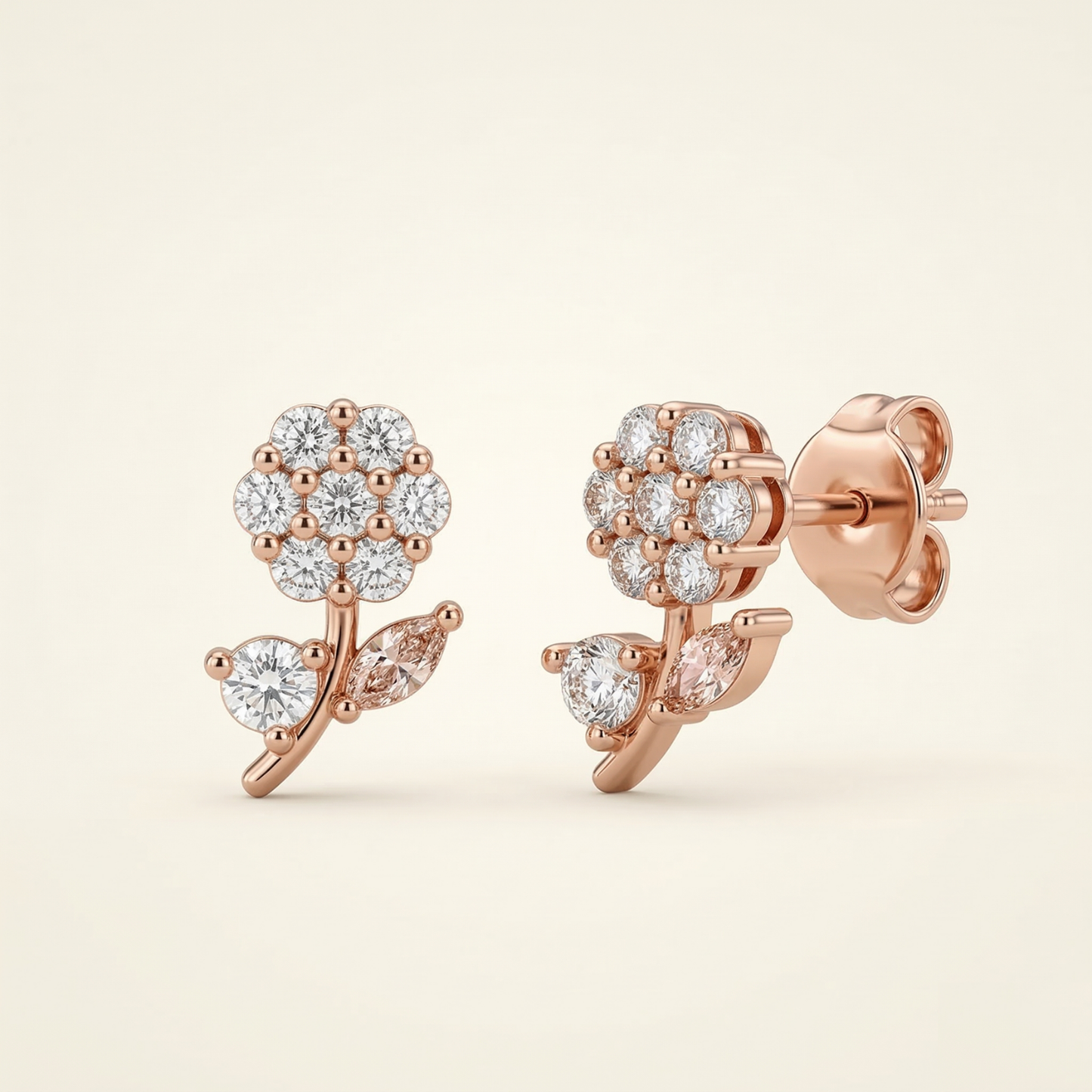 bloom rose gold plated studs