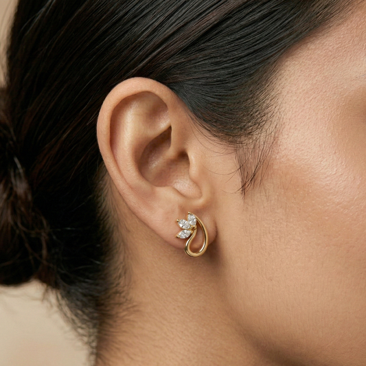 Crescent Petal 18K Gold Plated Studs