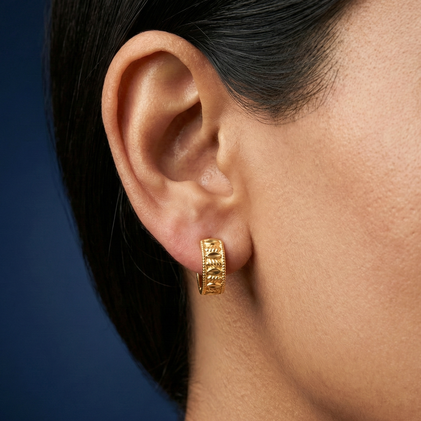 oval link gold plated huggie hoops