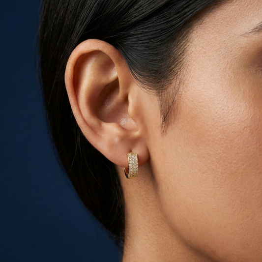 Radiant Pave 18K Gold Plated Hoops
