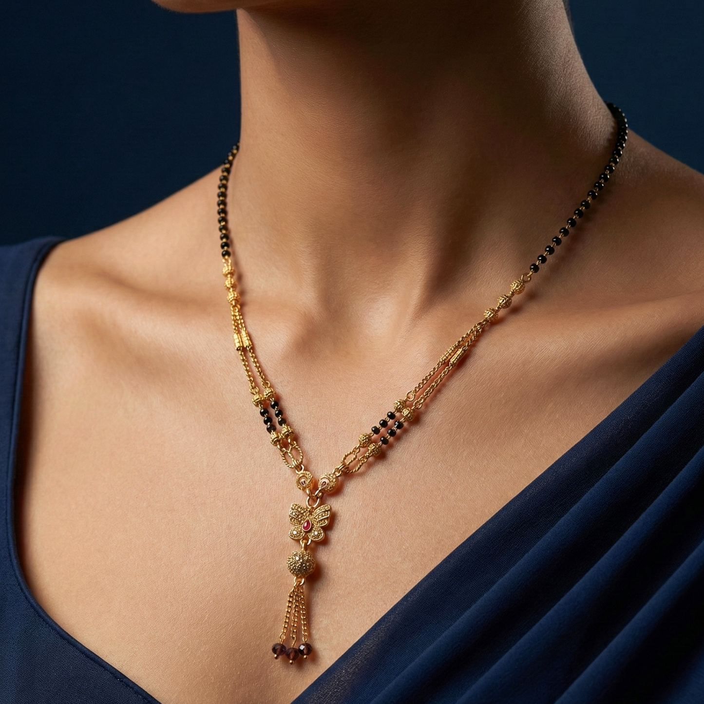 golden flutter gold plated mangalsutra