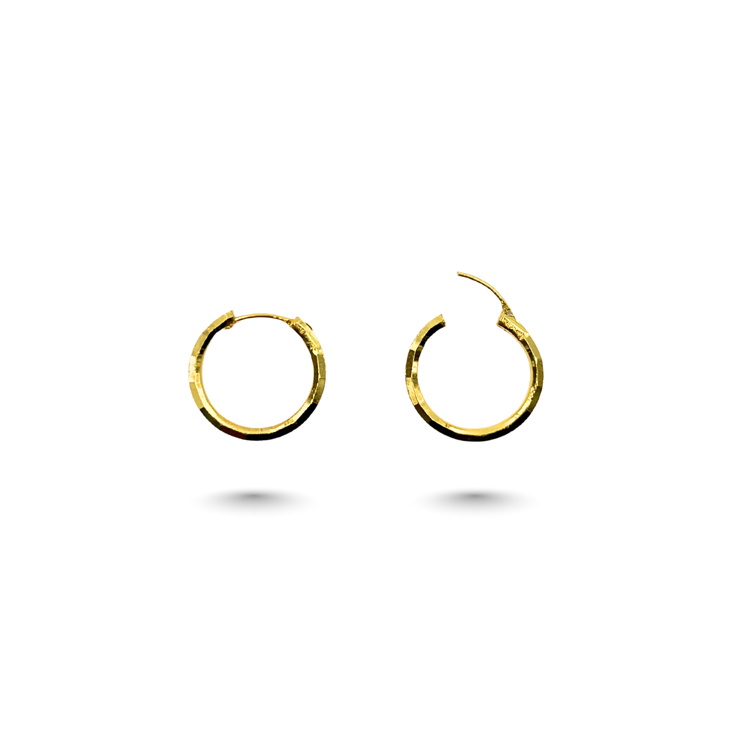 sharp gold plated cut hoops
