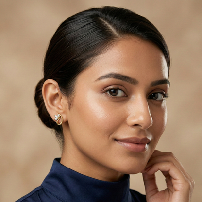 Crescent Petal Gold Plated Studs