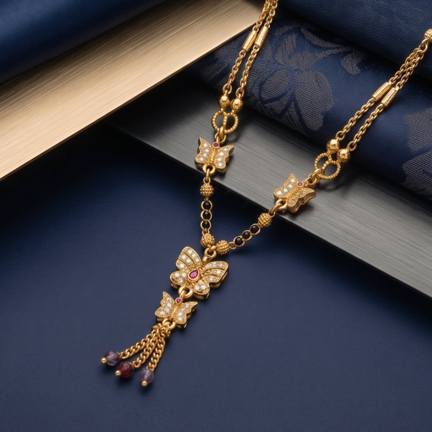 velvet wings 18k gold plated mangalsutra