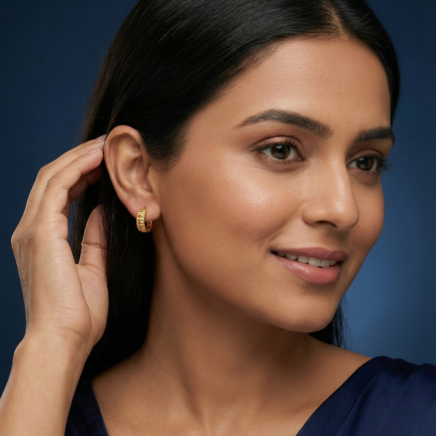 oval link gold plated huggie hoops