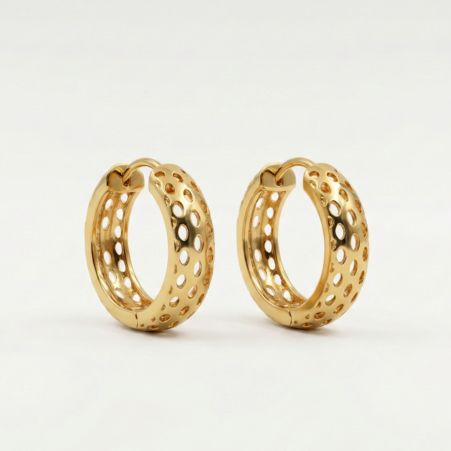 bold mesh gold plated hoops