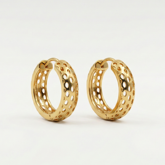 Bold Mesh Gold Plated Hoops