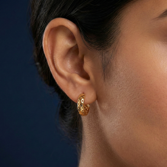 Bold Mesh Gold Plated Hoops