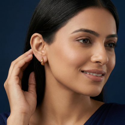 Bold Mesh Gold Plated Hoops