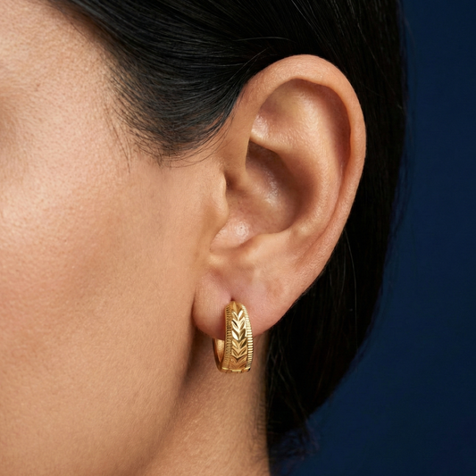 Vidhi Gold Plated Leaf Hoops