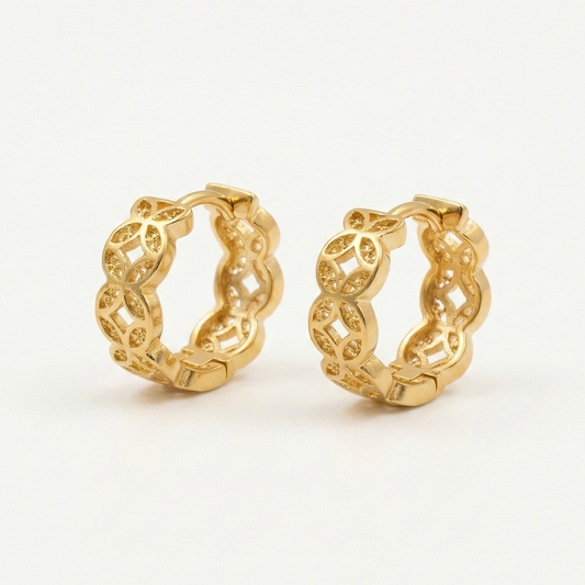 Mira Mesh Gold Plated Hoops