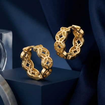 Mira Mesh Gold Plated Hoops