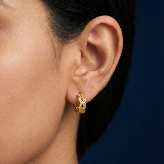 Mira Mesh Gold Plated Hoops