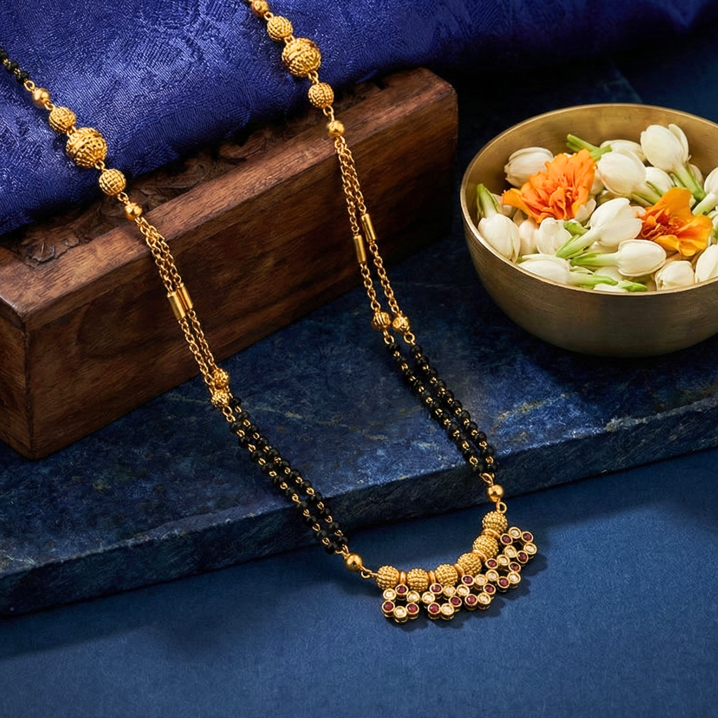 classic charm gold plated mangalsutra