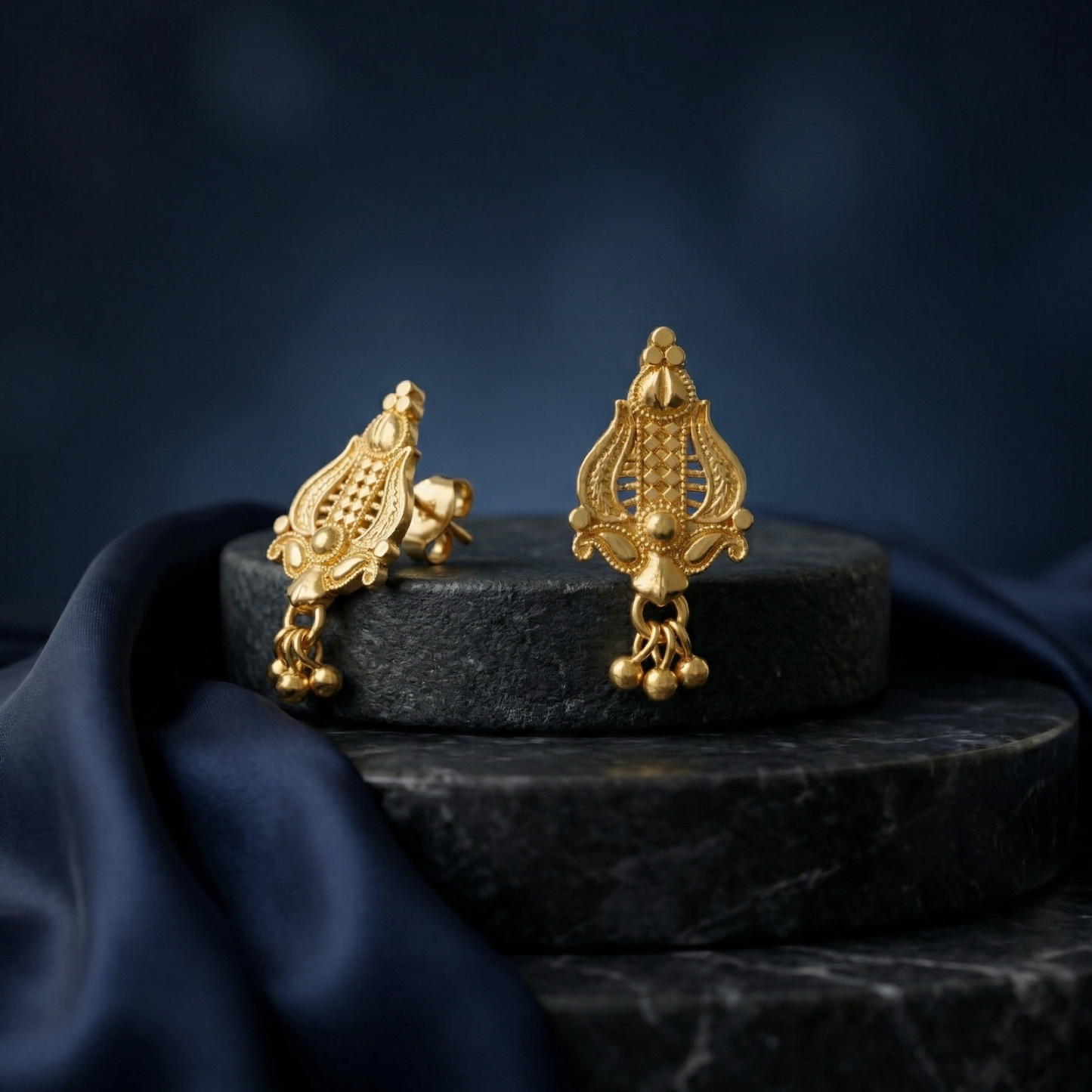 trishula gold plated earrings