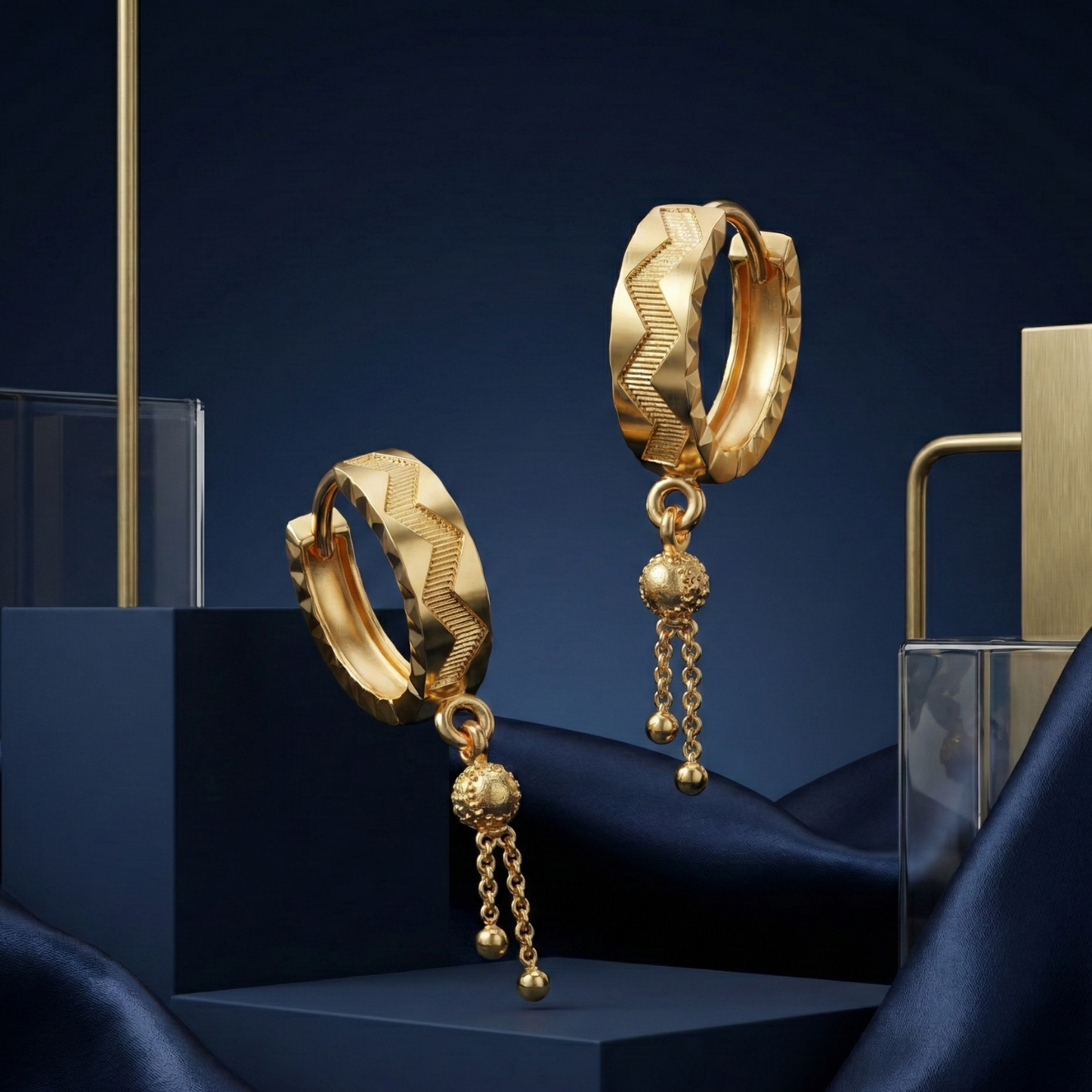 zigzag dangler hoops