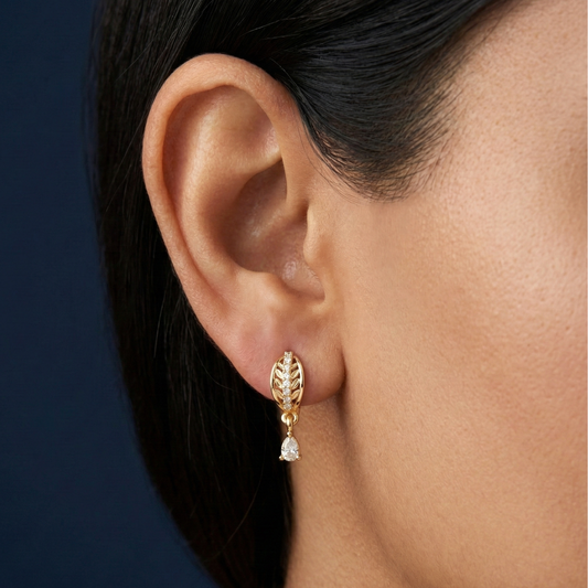 Gleaming Leaflet 18K Gold Plated Hoops