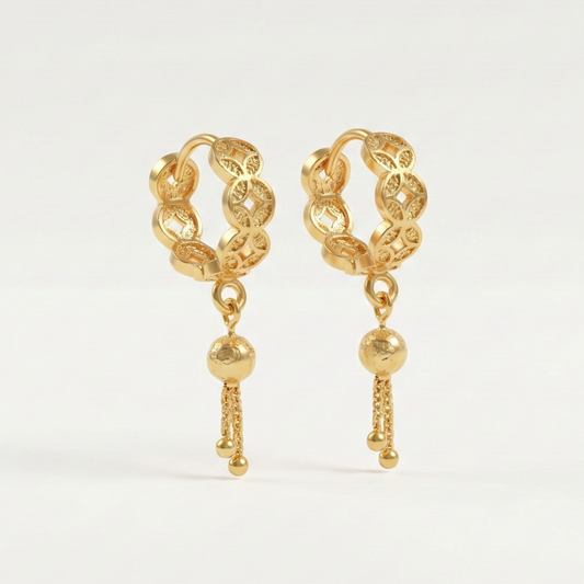 Ishita Gold Plated Drop Hoops