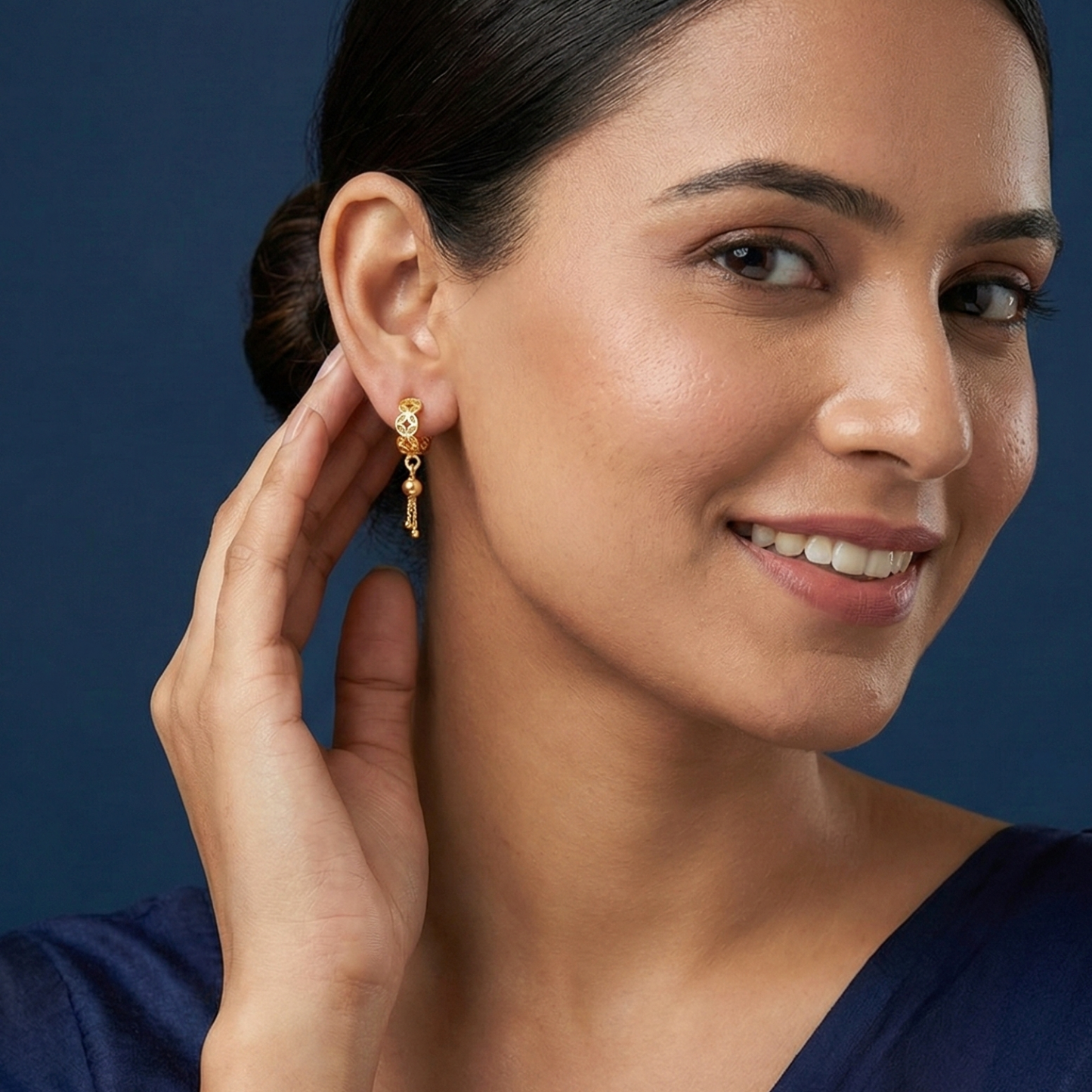 ishita gold plated drop hoops
