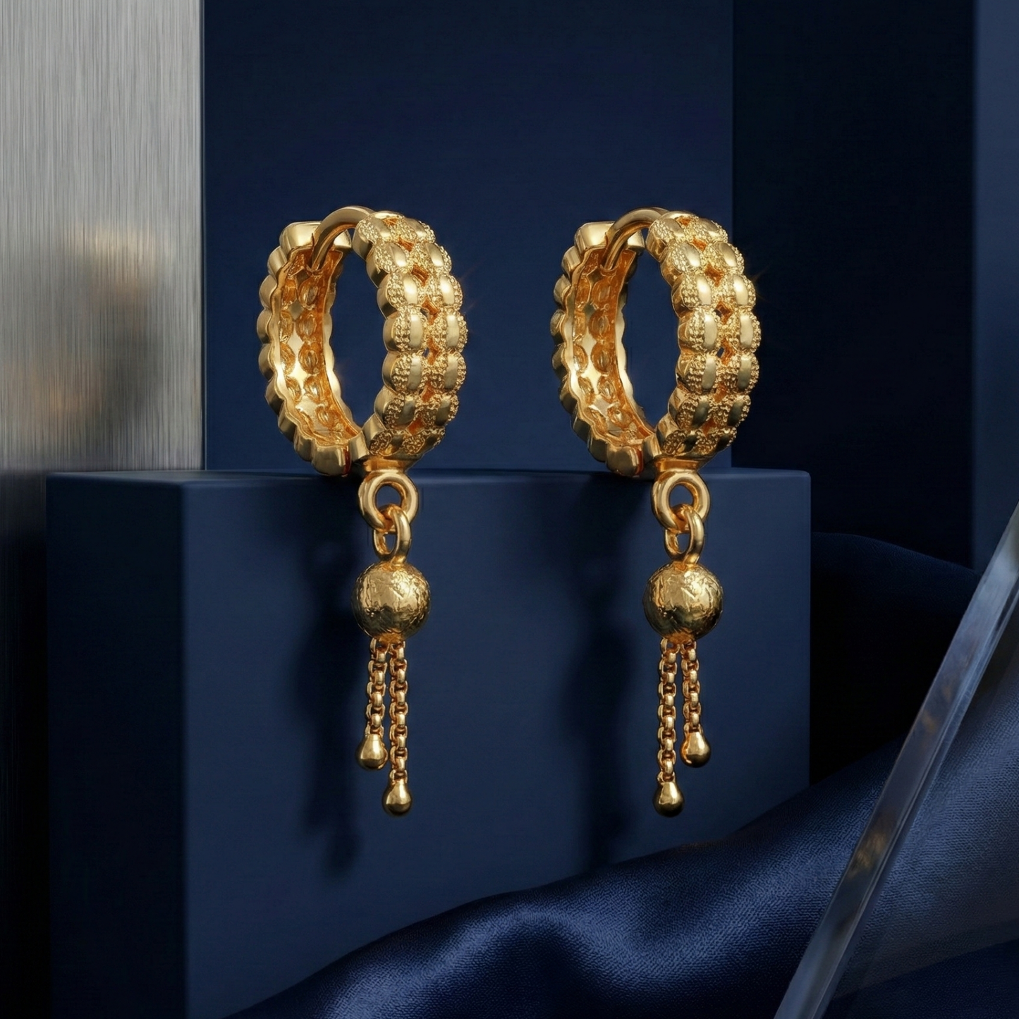 devika gold plated dangler hoops