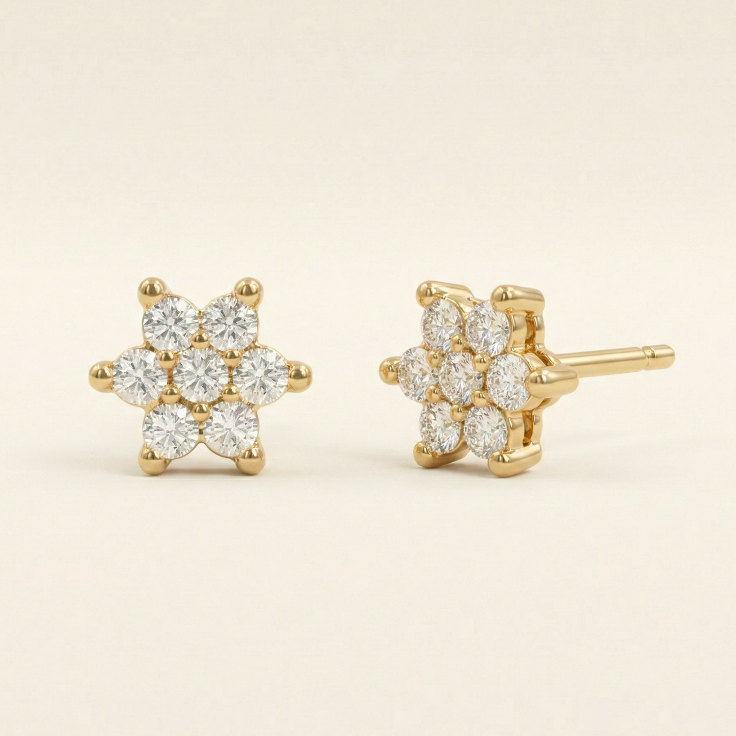 tiny petal cluster gold plated studs