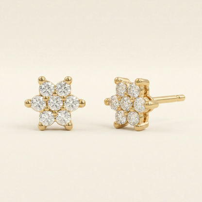 Tiny Petal Cluster Gold Plated Studs