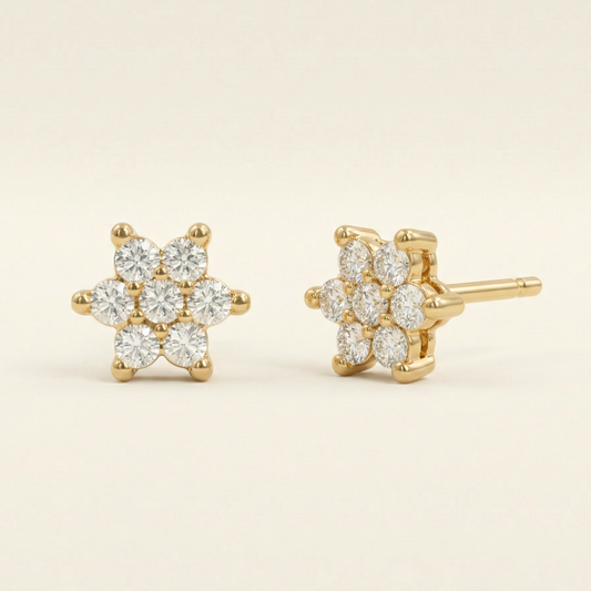 Tiny Petal Cluster Gold Plated Studs