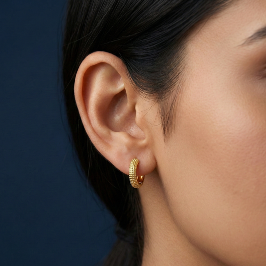 Mira Gold Plated Textured Hoops