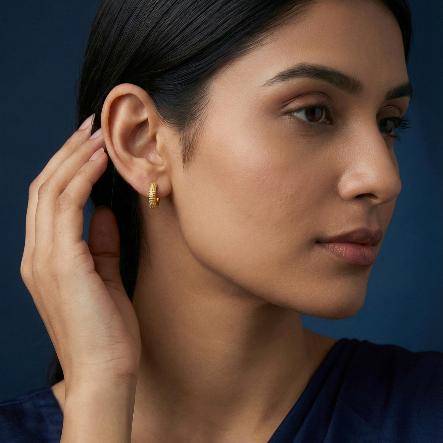 mira gold plated textured hoops