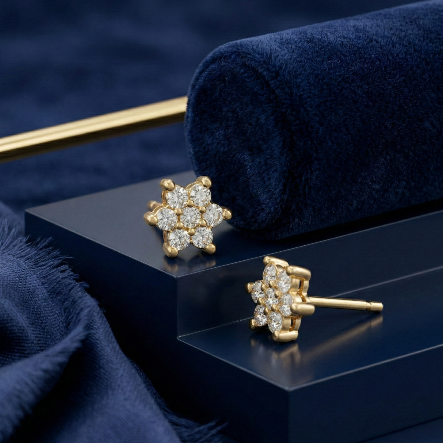 tiny petal cluster gold plated studs