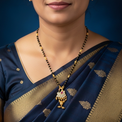 Peacock Grace 18 KT Thick Gold Plated Mangalsutra