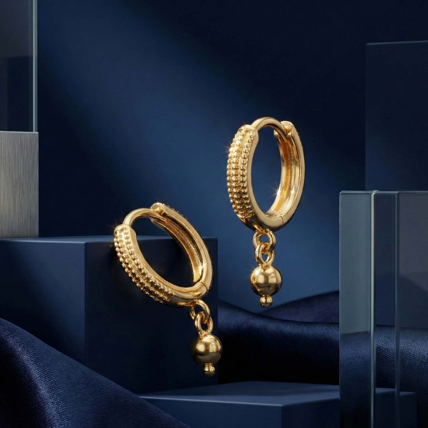 nayana textured gold plated hoop drops