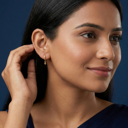 Nayana Textured Gold Plated Hoop Drops