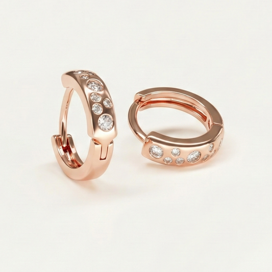 Stardot Rose Gold Plated Studded Hoops