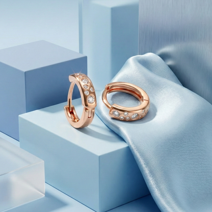 Stardot Rose Gold Plated Studded Hoops