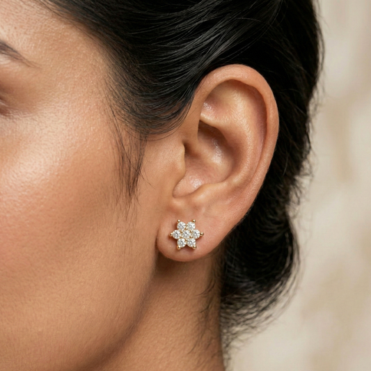 Tiny Petal Cluster 18K Gold Plated Studs