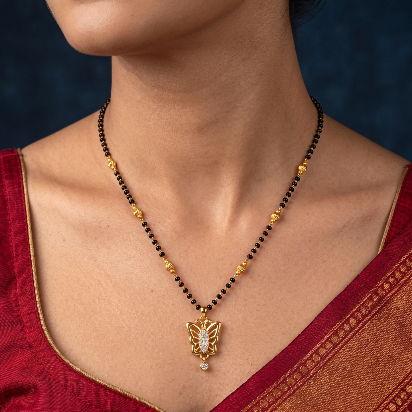 golden butterfly 18k gold plated mangalsutra