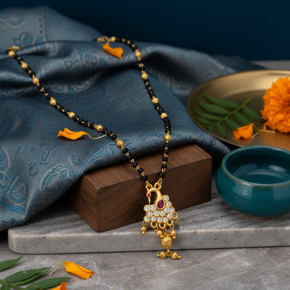 Peacock Grace 18 KT Thick Gold Plated Mangalsutra