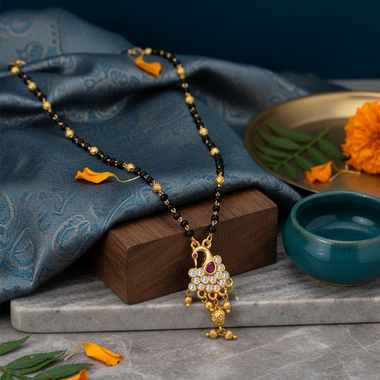 Peacock Grace 18 KT Thick Gold Plated Mangalsutra