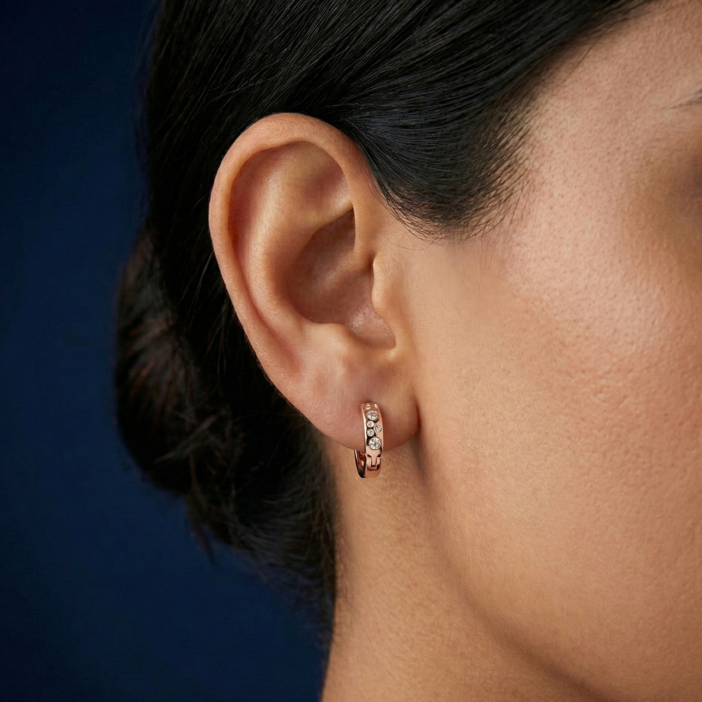 stardot rose gold plated studded hoops