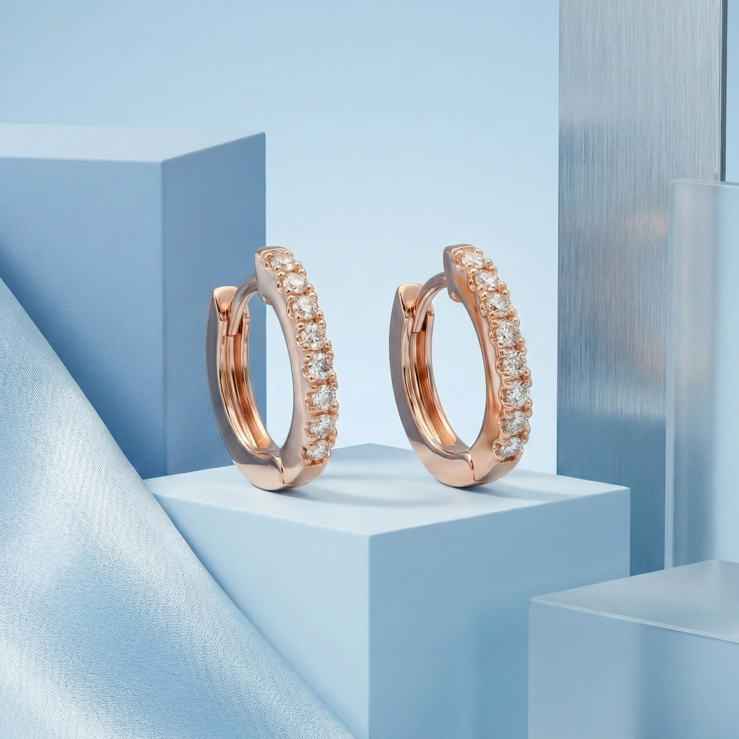 edge rose gold plated hoops