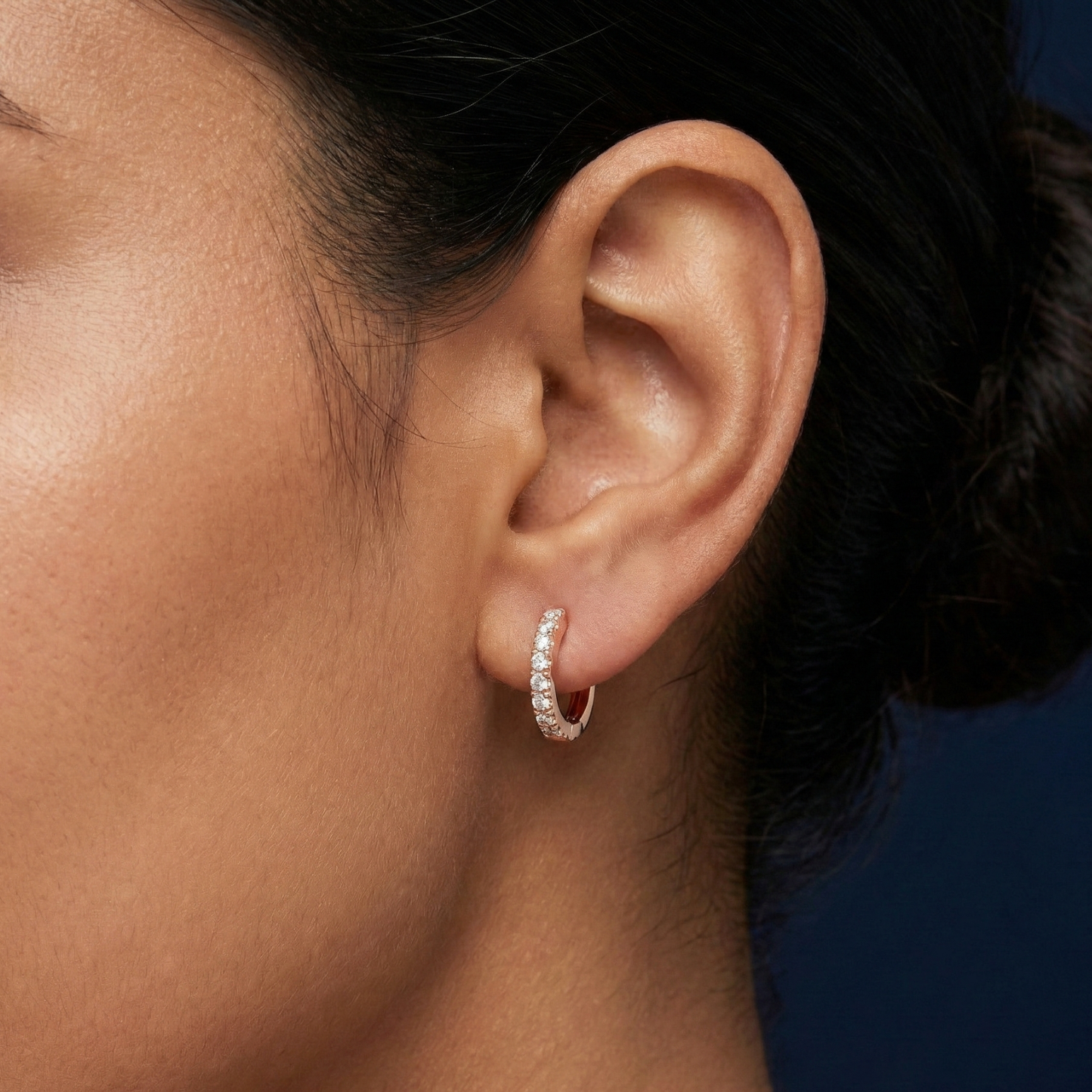 edge rose gold plated hoops