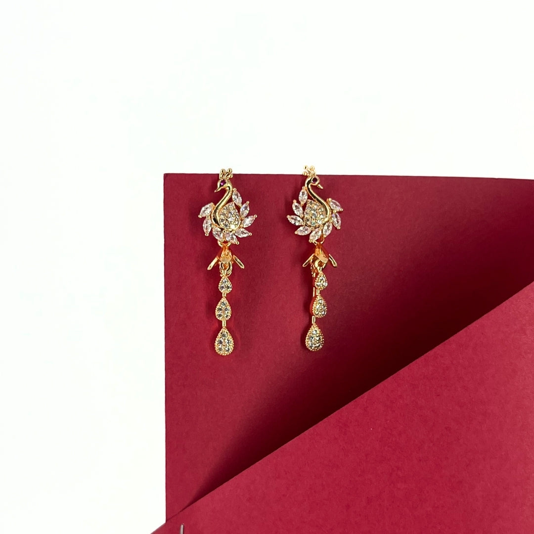 peacock royale rose gold plated earrings