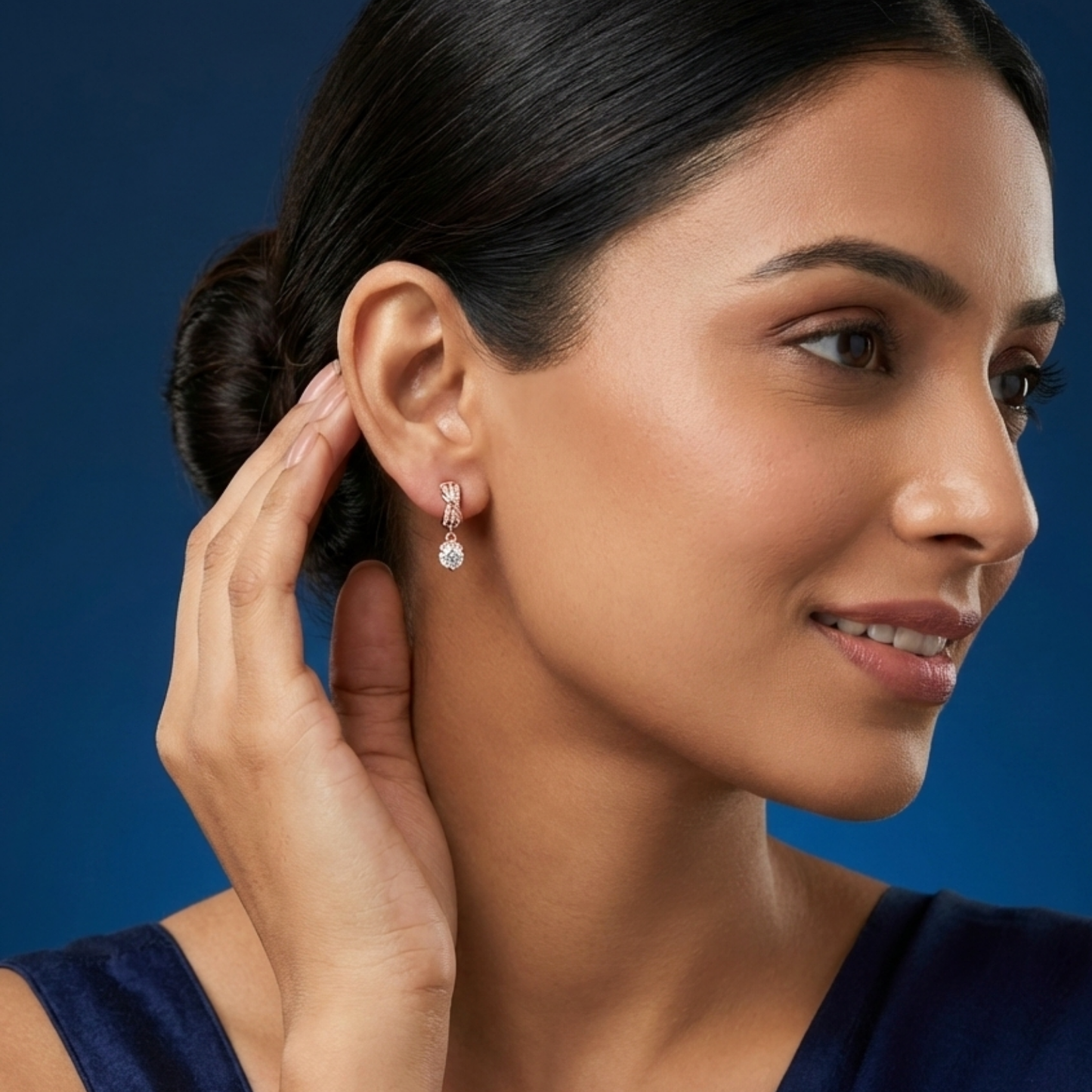crown solitaires rose gold plated hoops