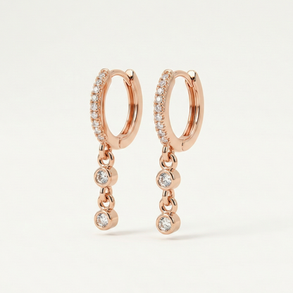 Dew Drop Rose Gold Plated Hoops