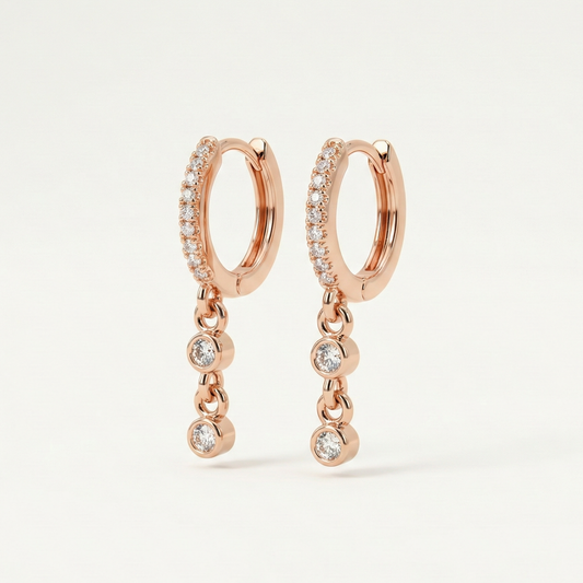 Dew Drop Rose Gold Plated Hoops