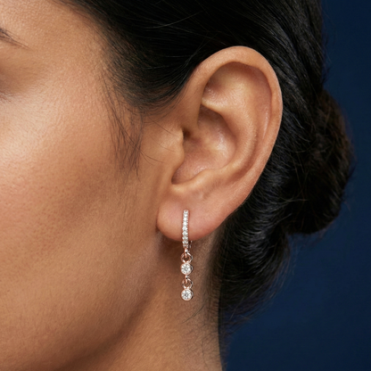 Dew Drop Rose Gold Plated Hoops